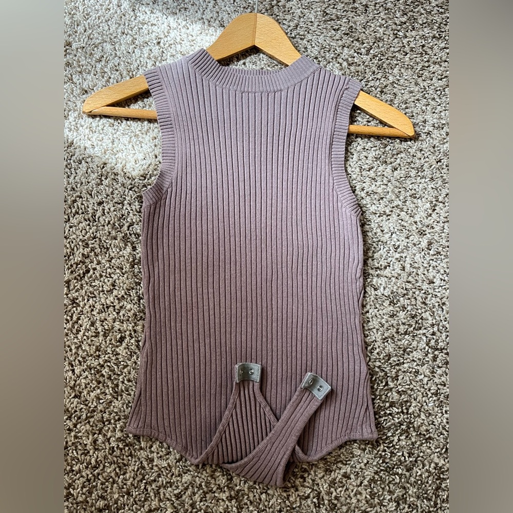 Altar'd State Mauve Ribbed Bodysuit